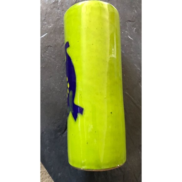 Vintage 1960's Green Blue Abstract Tall Ceramic Vase Studio Art Pottery Handmade - Picture 8 of 10